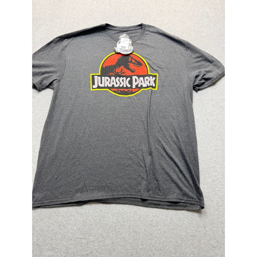 Jurassic Park Mens Graphic T-Shirt 2XL Gray Heather Jurassic World T-Rex Logo